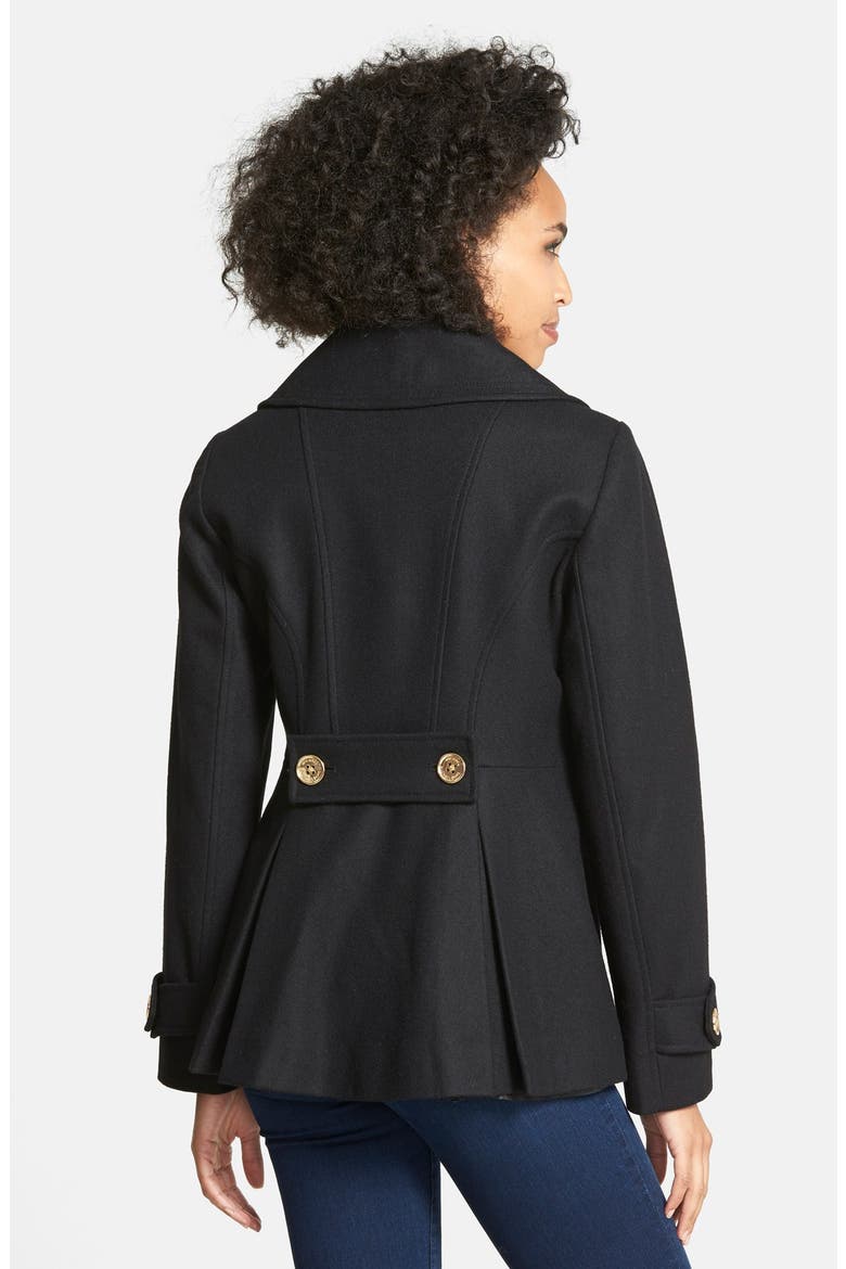 Wool Blend Peacoat, Alternate, color, BLACK