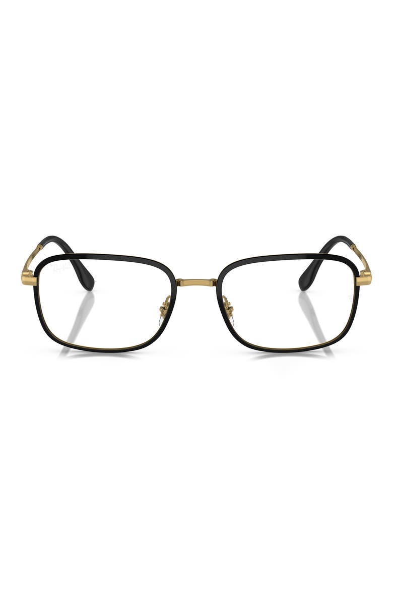 54mm Rectangular Pillow Optical Glasses, Main, color, BLACK GOLD