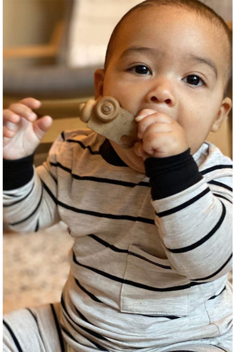 Fitted Two-Piece Pajamas, Alternate, color, SAND STRIPE