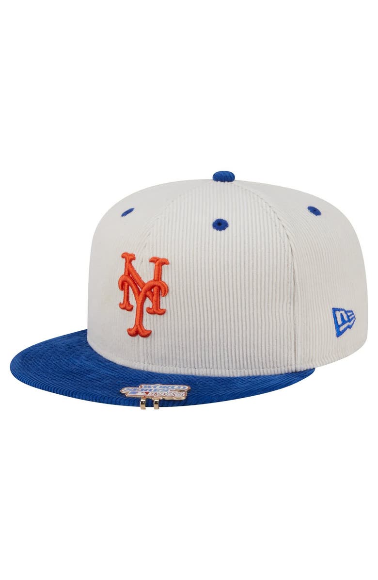 New Era Men's New Era Cream/Royal New York Mets Two-Tone Corduroy 59FIFTY Fitted Hat, Alternate, color, 