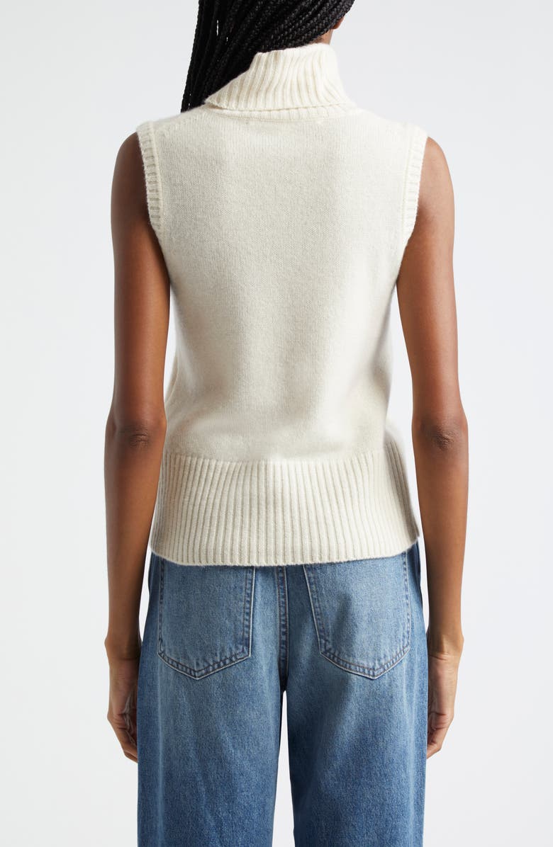 Veronica Beard Mazzy Sleeveless Cashmere Turtleneck Sweater, Alternate, color, Ivory