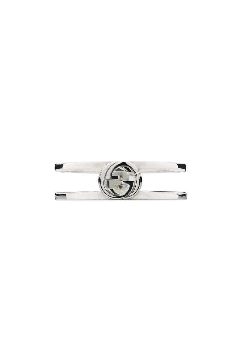 Interlocking-G Sterling Silver Wide Ring, Main, color, SILVER