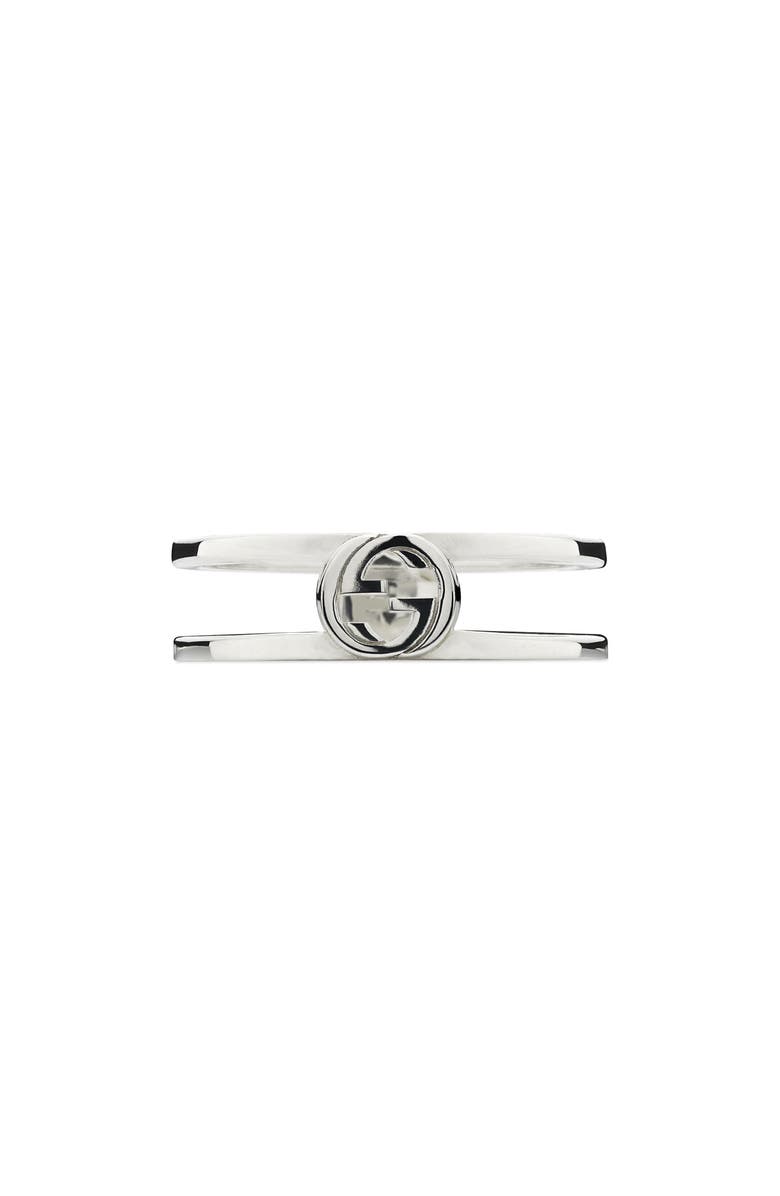 Gucci Interlocking-G Sterling Silver Wide Ring, Main, color, Silver