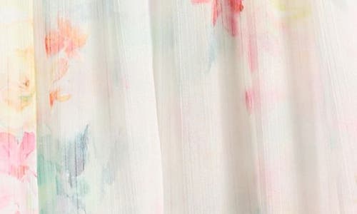 Ava & Yelly Kids' Print Ruffle Chiffon Maxi Dress In Ivory