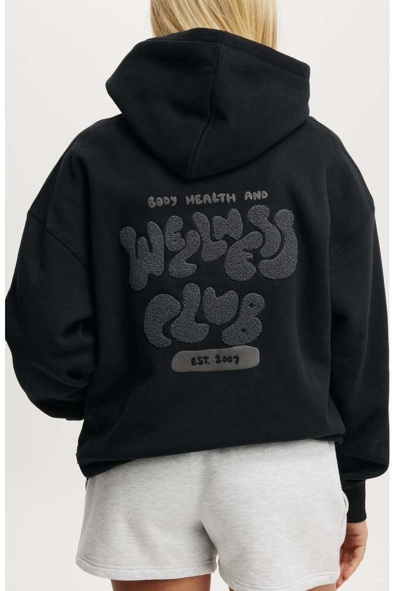 Women's Active Plush Premium Graphic Hoodie, Alternate, color, Black Bhwc Wellness Club V2