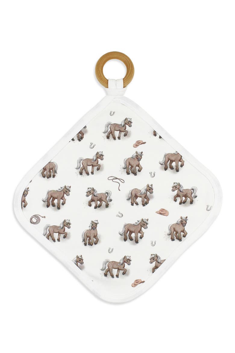 Print Organic Cotton Lovey with Removable Teething Ring, Main, color, LITTLE LASSO