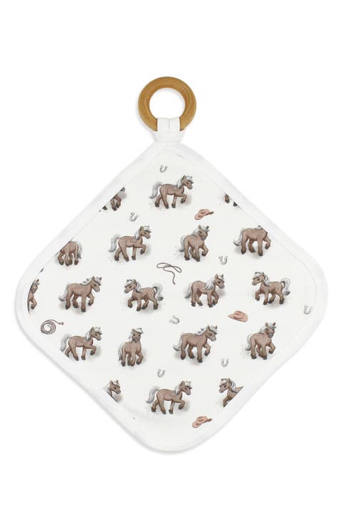 Print Organic Cotton Lovey with Removable Teething Ring