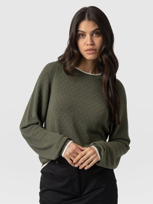 Saint And Sofia Saint + Sofia Diamond Knit Sweater In Green