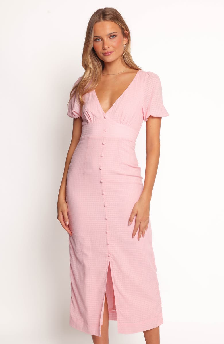 Petal & Pup Seraphina Puff Sleeve Midi Dress, Alternate, color, Pink