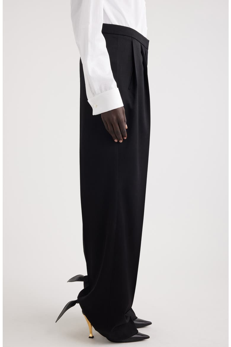 Pleated Wool Twill Pants, Alternate, color, BLACK