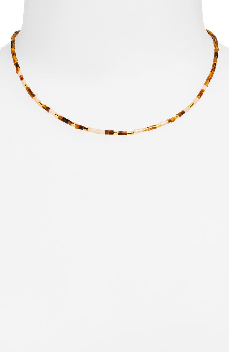 Monica Vinader Delphi Beaded Necklace, Alternate, color, 18K Gold Vermeil / Tigers Eye