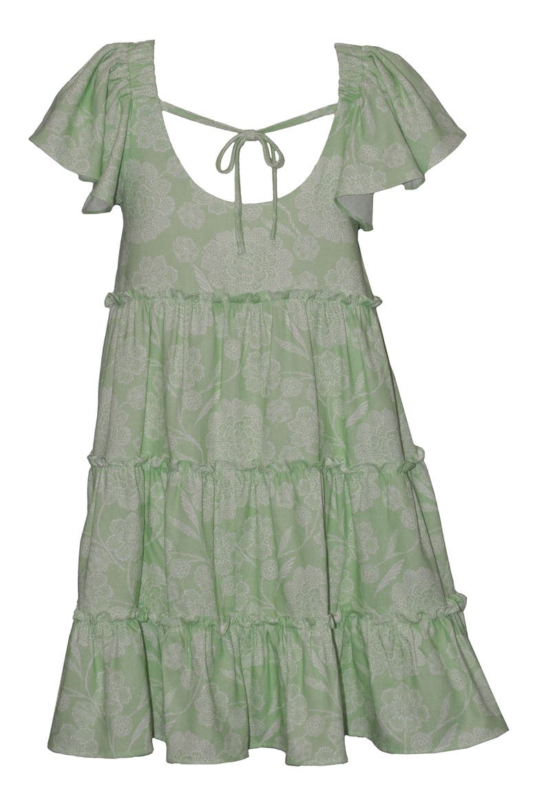 Kids' Flutter Sleeve Tiered Dress, Alternate, color, GREEN