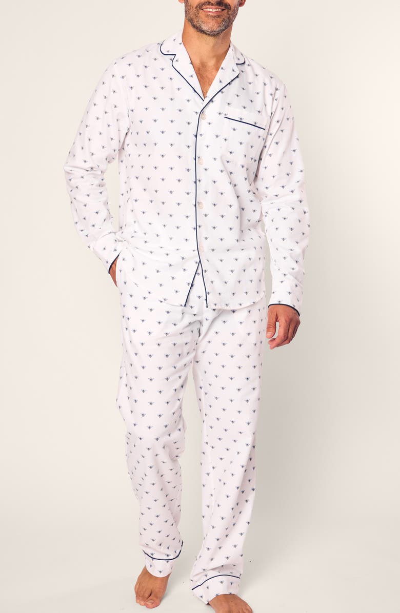 Petite Plume Buzzing Bees Cotton Pajamas, Alternate, color, White