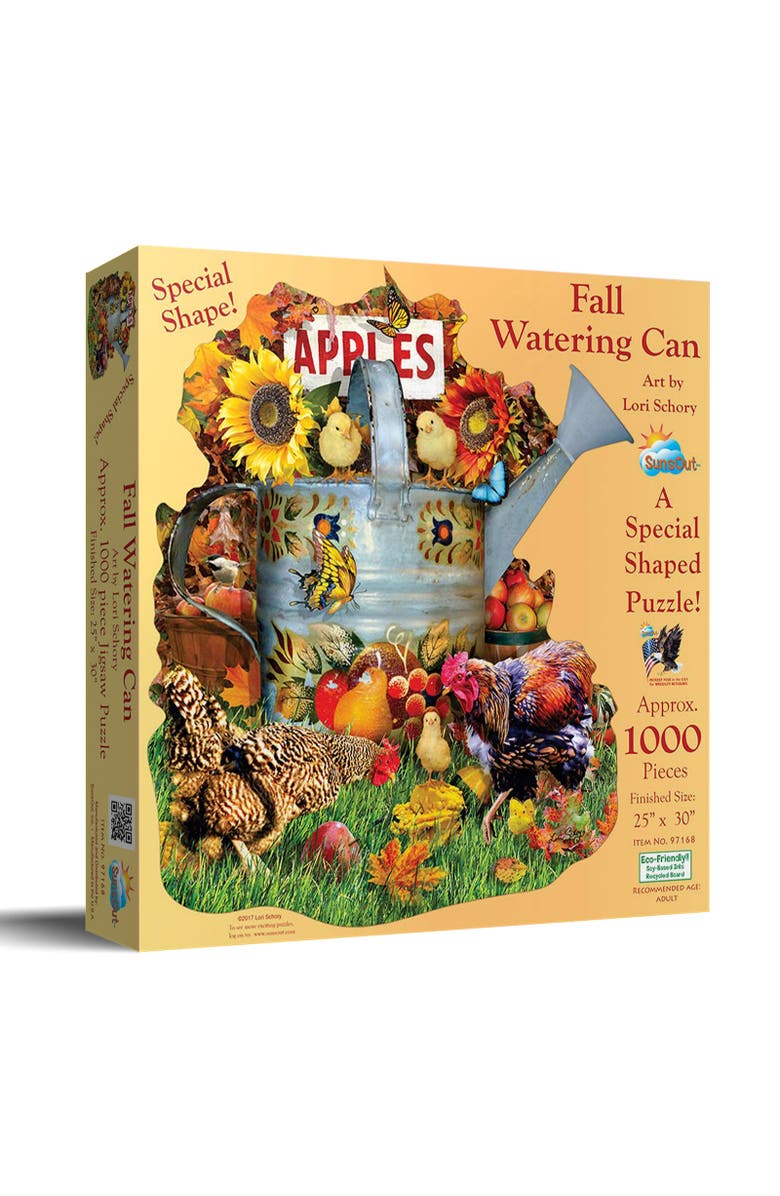 Sunsout Fall Watering Can 1000 piece Jigsaw Puzzle for Adults Special Shape, Main, color, Multicolor