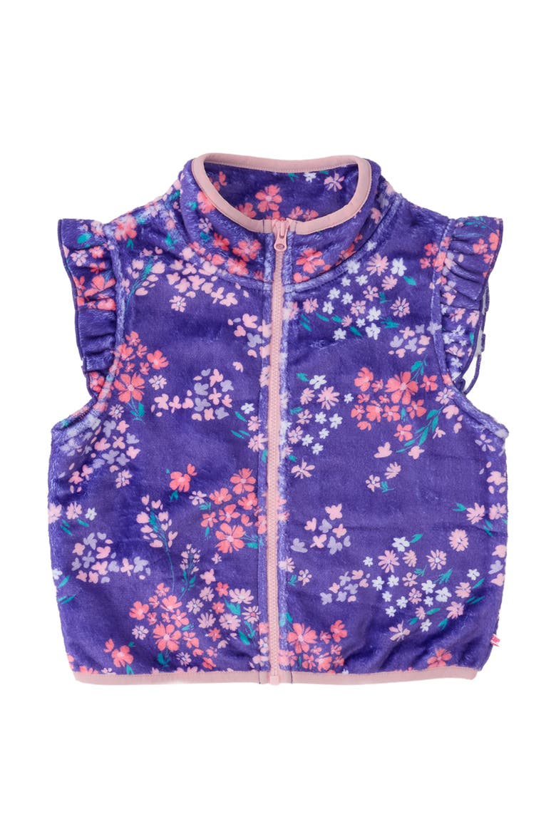 Ruffle Marshmallow Fleece Vest, Main, color, Purple Meadow