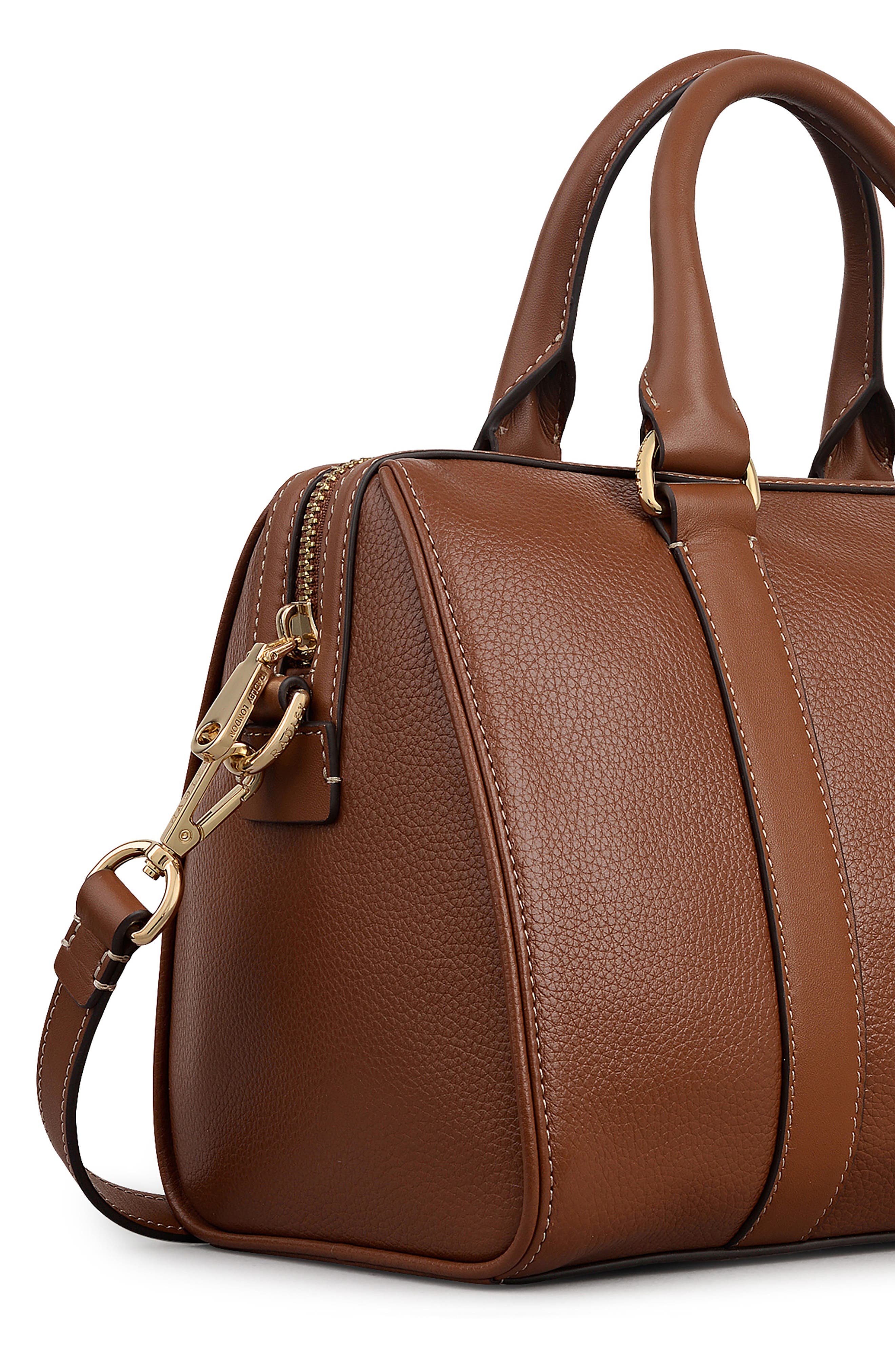 Radley Noble Alley Medium Ziptop Satchel Bag, Alternate, color, Cognac