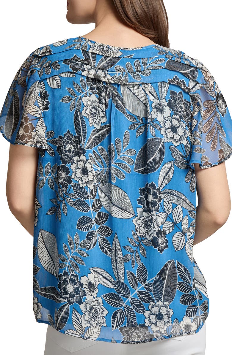 Jones New York Pleated Shoulder Tie Neck Top, Alternate, color, 