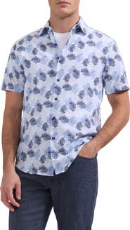 Bugatchi Orson Leaf Print Short Sleeve Button-Up Shirt
