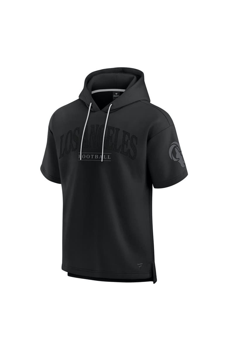 FANATICS Unisex Fanatics Black Los Angeles Rams Elements Ready Short Sleeve Pullover Hoodie, Alternate, color, Black