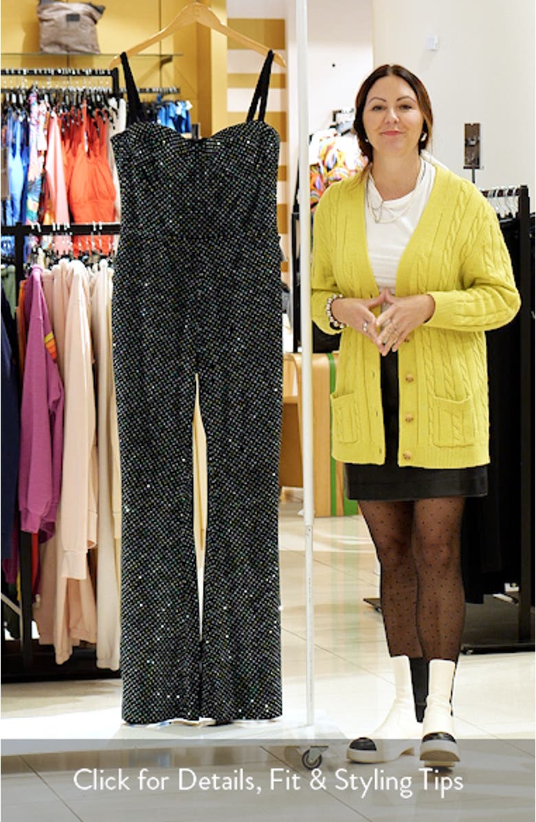 Roxanne Crystal Velvet Flare Leg Jumpsuit, sales video thumbnail