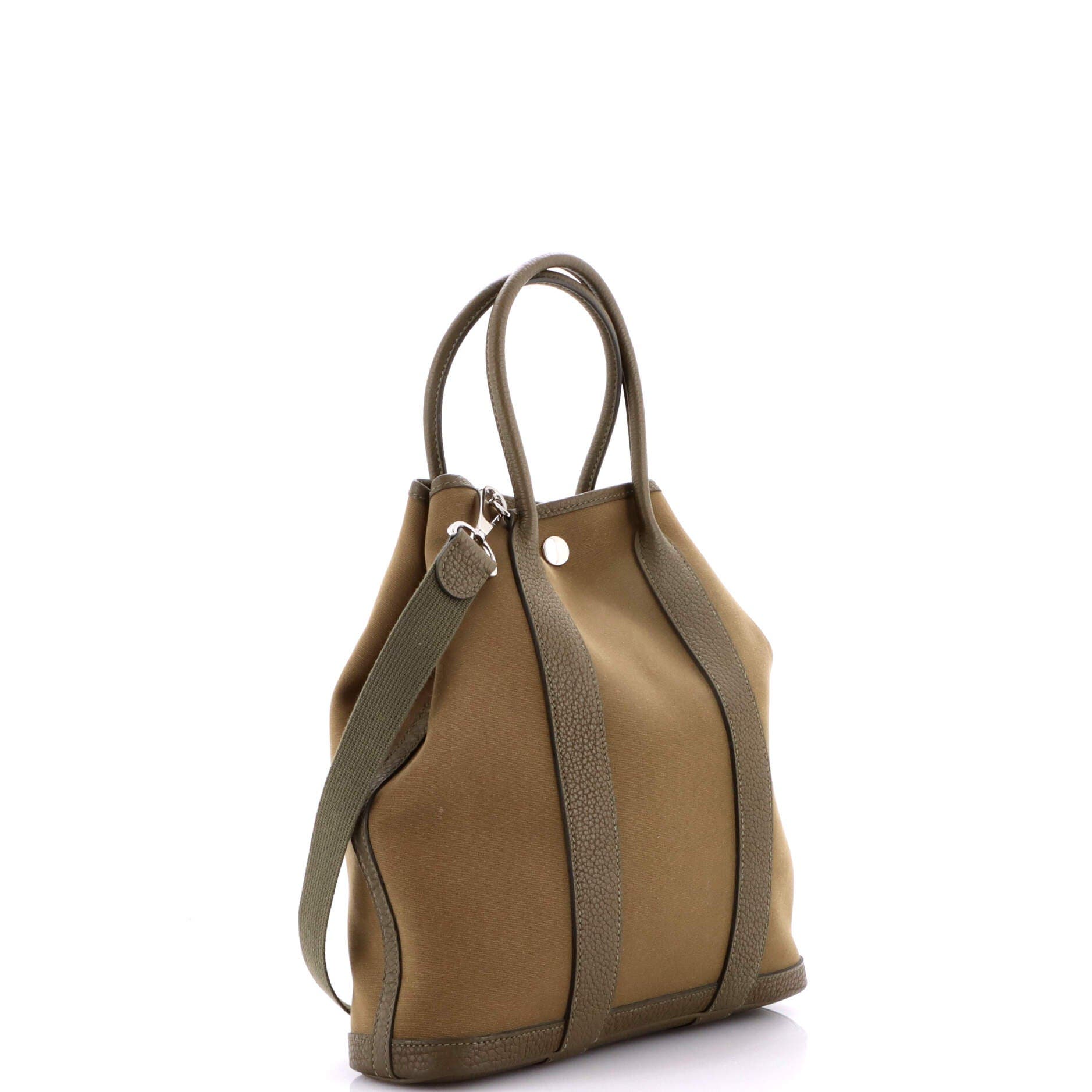 Pre-Owned Hermes Garden File Tote Toile and Leather 28, Alternate, color, Vert Maquis