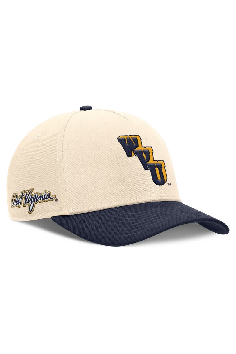 Men's Nike Natural/Navy West Virginia Mountaineers Academic Rise Dri-FIT Adjustable Hat, Main, color, Natural