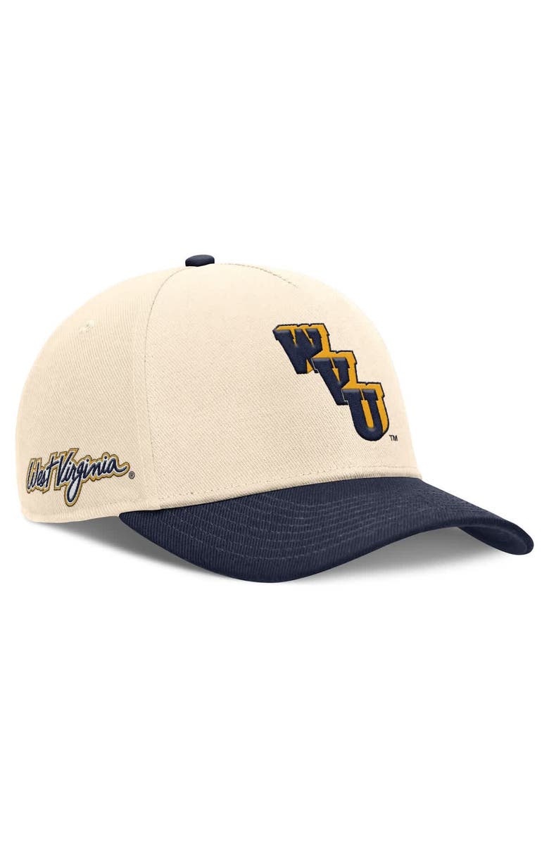 Nike Men's Nike Natural/Navy West Virginia Mountaineers Academic Rise Dri-FIT Adjustable Hat, Main, color, Natural