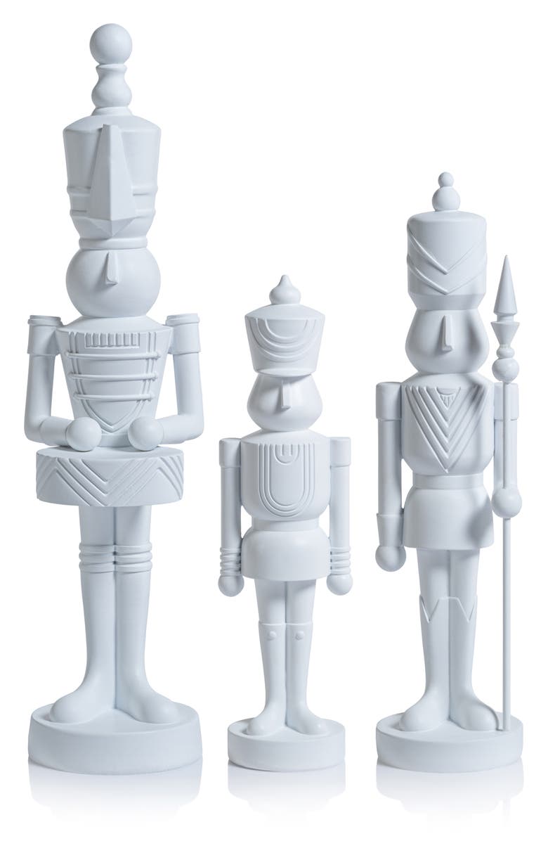 Zodax Patrice Set of 3 Soldier Figurines, Main, color, White