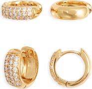 Nordstrom Pavé Cubic Zirconia Huggie & Ear Cuff Set