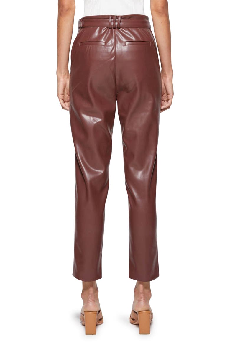 Jonathan Simkhai Pauline Belted Faux Leather Crop Pants, Alternate, color, MAHOGANY