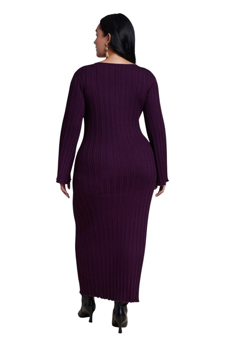 Lettuce Hem Ribbed Sweater Maxi Dress (plus), Alternate, color, PURPLE
