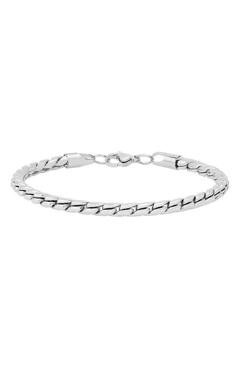 HMY JEWELRY Men's Oxidized Stainless Steel Chain Bracelet, Alternate, color, Silver