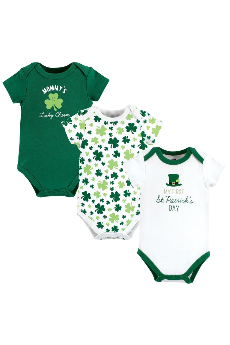 Triple Pack of Essential Cotton One-Piece Rompers, Main, color, Lucky Charm