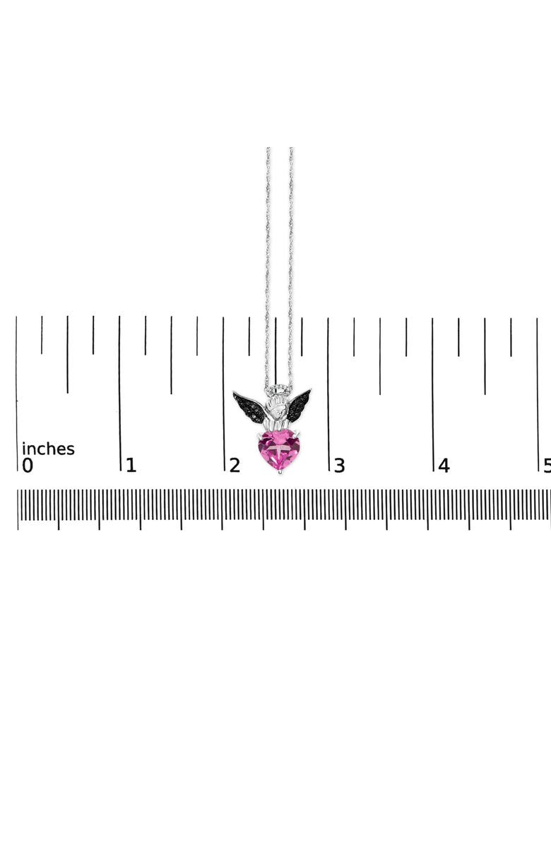 Haus of Brilliance Sterling Silver Diamond Accent & Created Pink Sapphire Angel Heart Pendant Necklace, Alternate, color, Silver