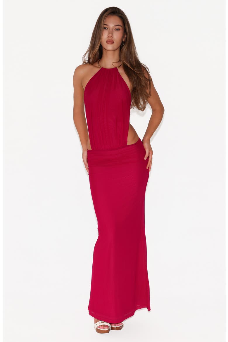 Evanna Open Back Gown, Alternate, color, BERRY