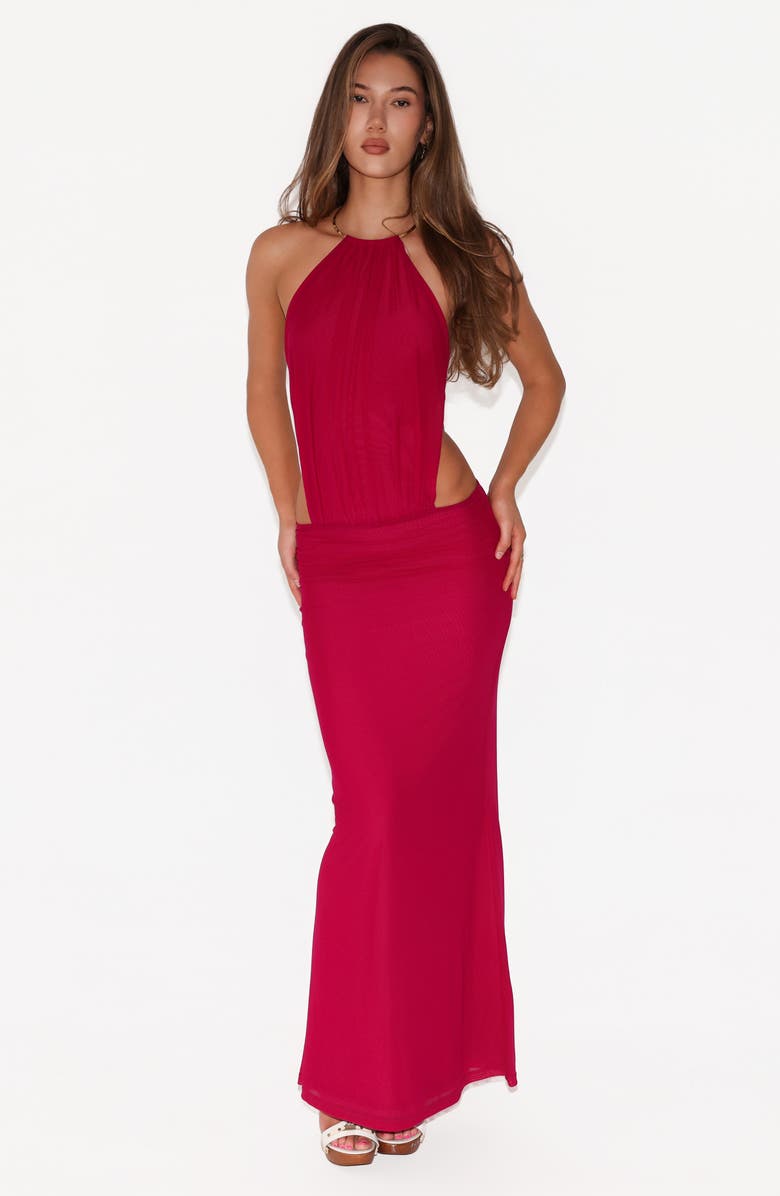 Tiger Mist Evanna Open Back Gown, Alternate, color, Berry