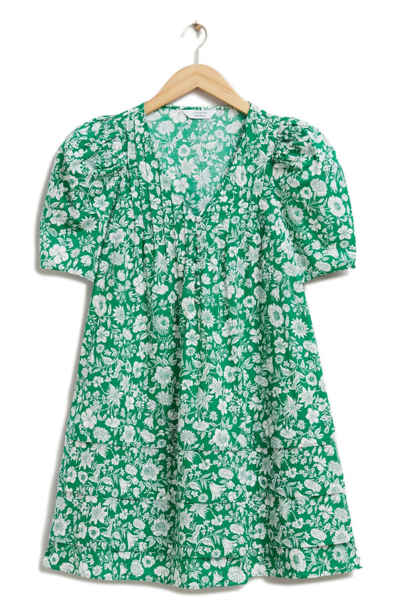 & Other Stories Print Pintuck Puff Sleeve Dress, Alternate, color,