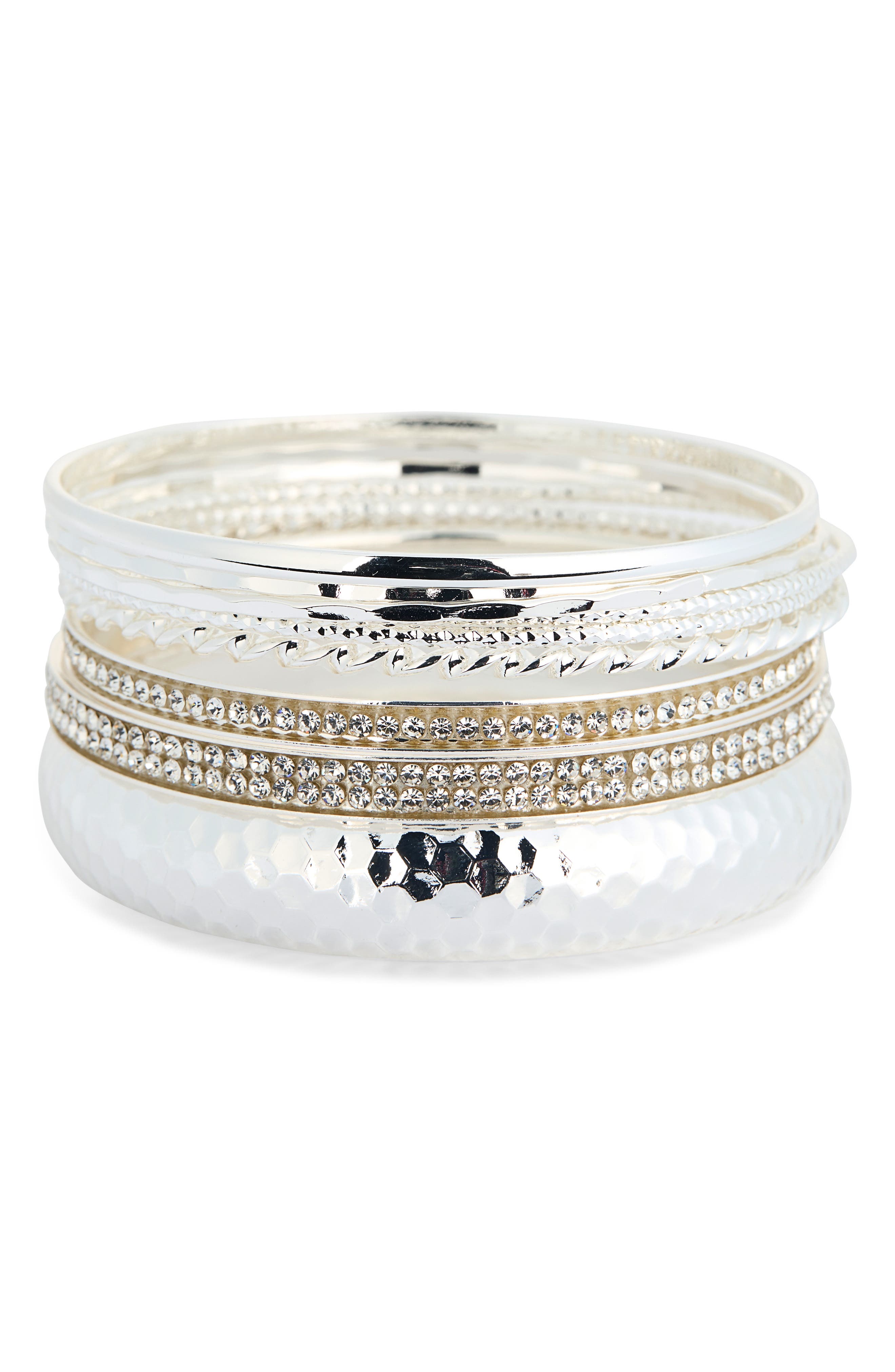 NORDSTROM RACK Set of Pavé Crystal Textured Bangle Bracelets