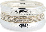NORDSTROM RACK Set of Pavé Crystal Textured Bangle Bracelets
