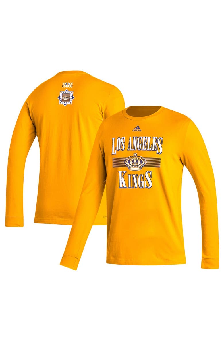 adidas Men's adidas Gold Los Angeles Kings Reverse Retro 2.0 Fresh Playmaker Long Sleeve T-Shirt, Alternate, color, 