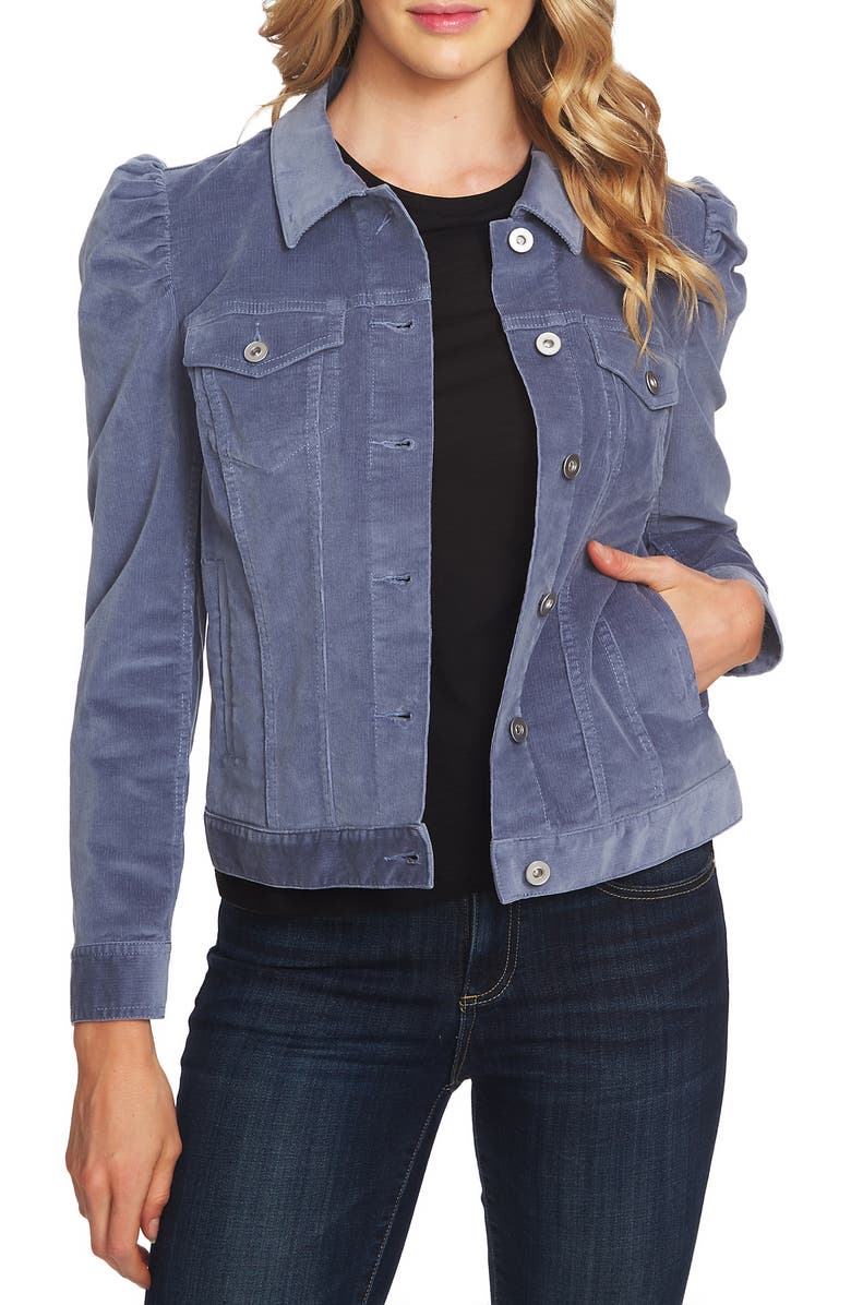 CeCe Puff Sleeve Stretch Cotton Corduroy Jacket, Alternate, color, 