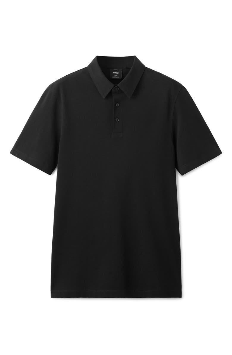 MANGO Slim Fit Stretch Cotton Blend Piqué Polo, Alternate, color, Black