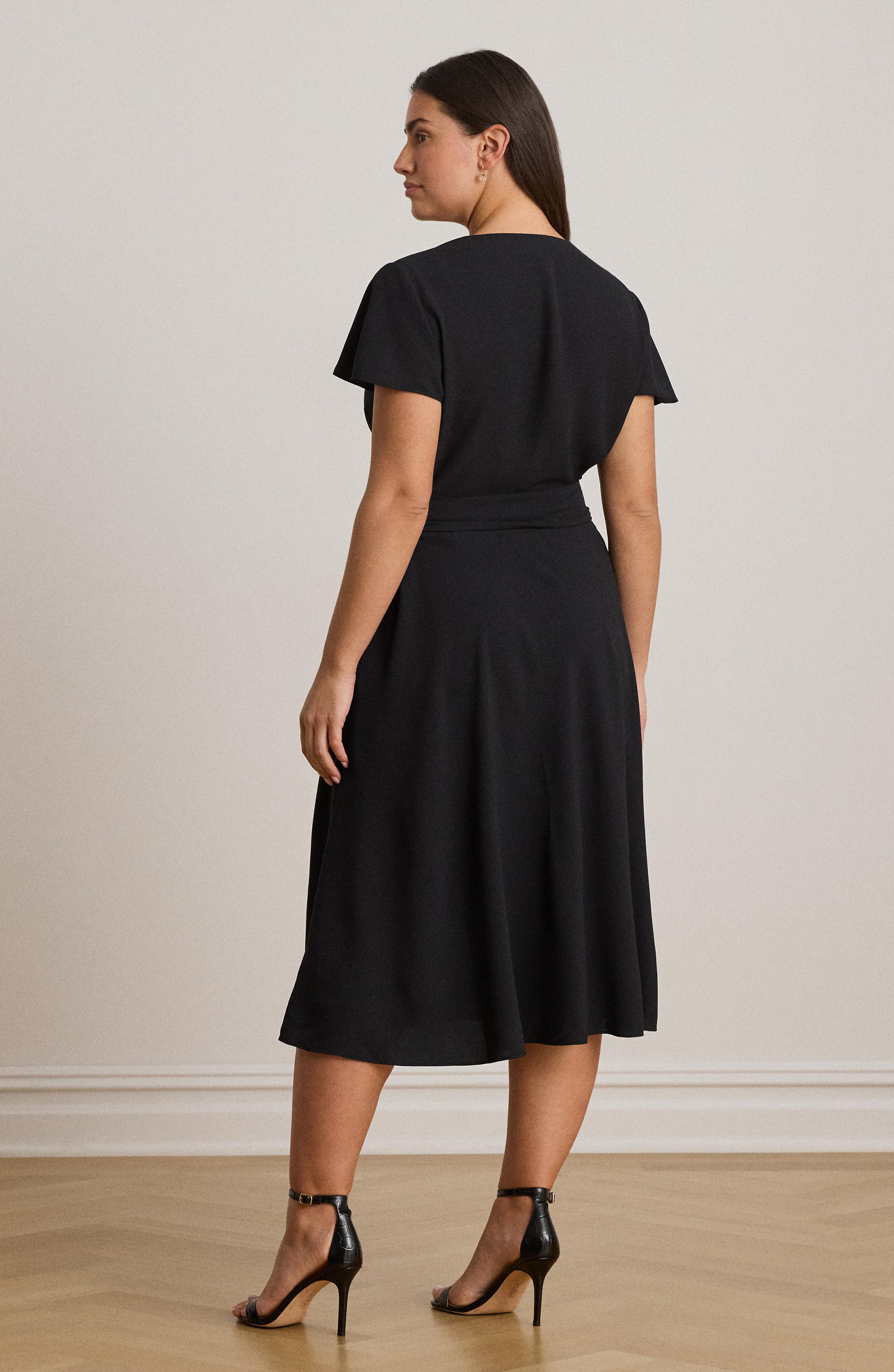 Lauren Ralph Lauren Surplice Neck Georgette Shirtdress (Women