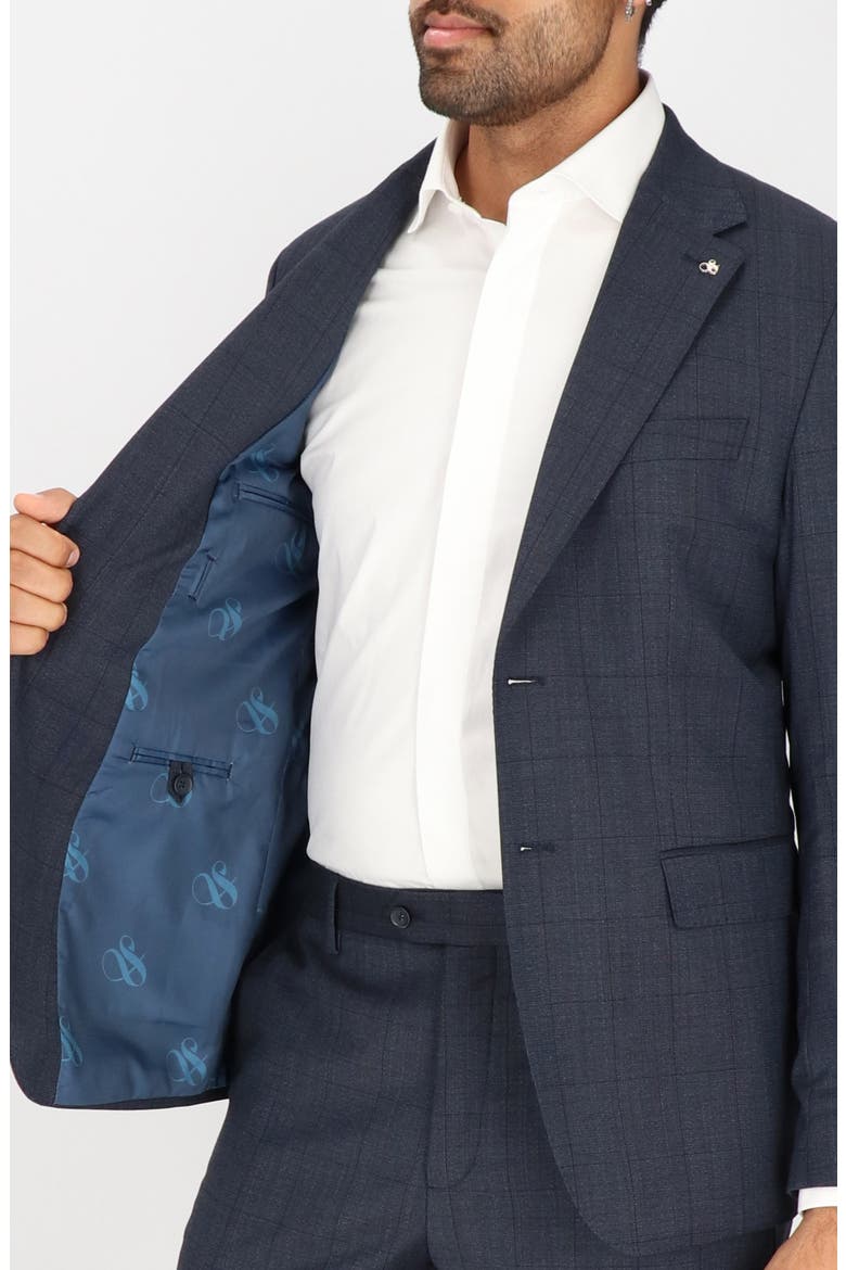 Navy Windowpane Check Stretch Wool Sport Coat, Alternate, color, NAVY WINDOWPANE