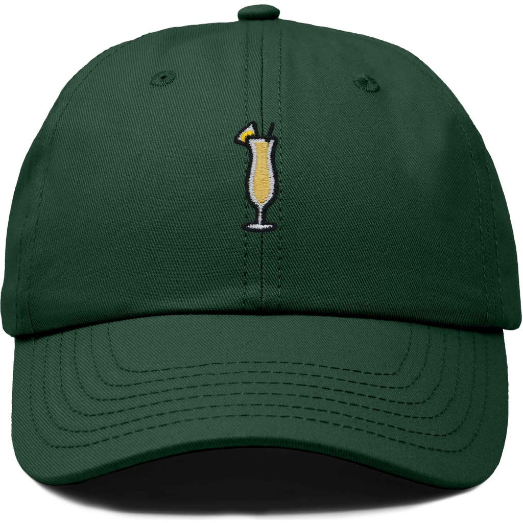 Dalix Pina Colada Embroidered Dad Cap In Dark Green