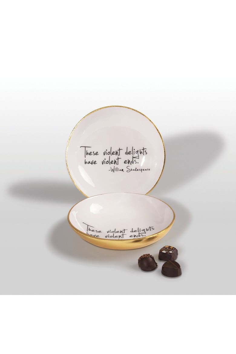 "Violent Delights Have Violent Ends" Shakespeare - Bowl with Quote, Main, color, White