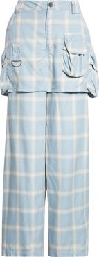 Collina Strada Ocean Plaid Cargo Skirt Overlay Wide Leg Pants