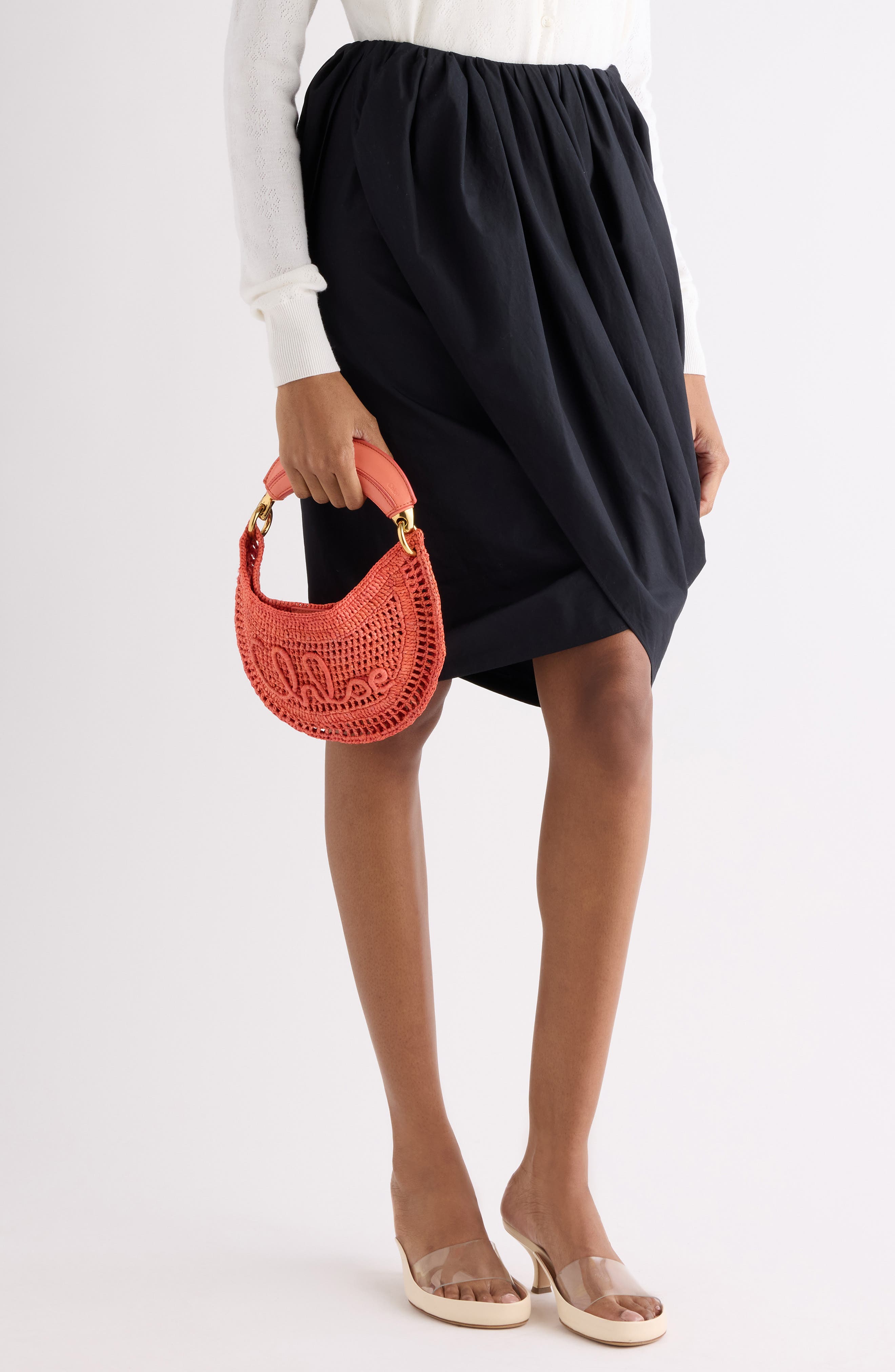 Summer Banana Raffia Handheld Bag, Alternate, color, CAMELLIA CORAL