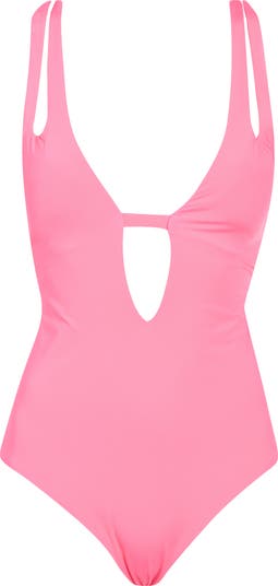 Deep V-Neck Teardrop One-Piece Swimsuit