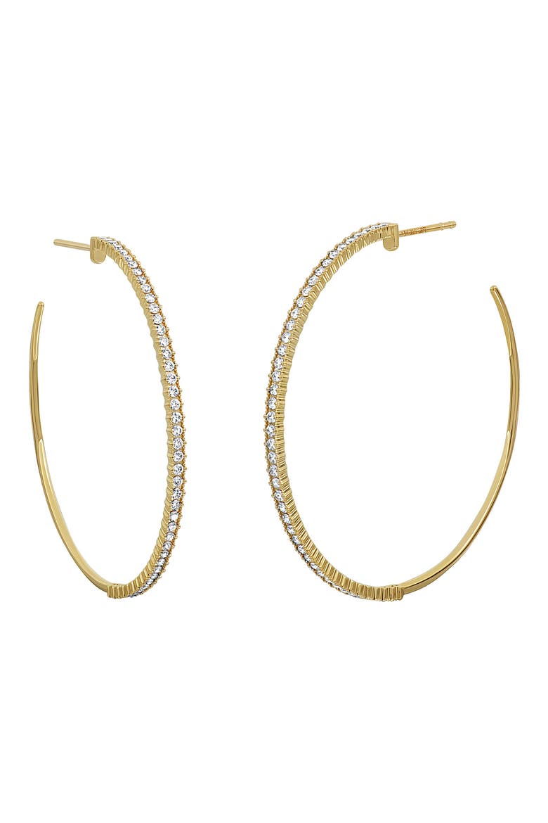 Audrey 18k Gold Diamond Hoop Earrings, Main, color, 18KY
